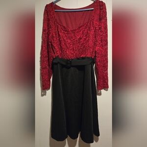 SHEIN Red and Black Lace Dress